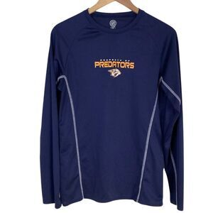 NHL Nashville Predators Long Sleeve Shirt Mens‎ Size M Navy Logo Front